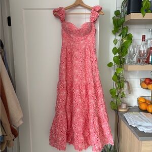 Line & Dot Floral Pink Midi Dress revolve